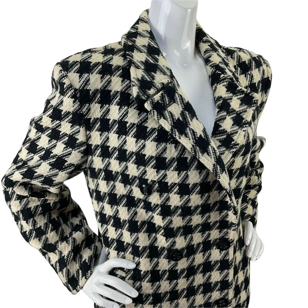 Pendleton Coat Womens Vintage Sz 14 100% Virgin Wool Double Breasted Houndstooth - Picture 2 of 10